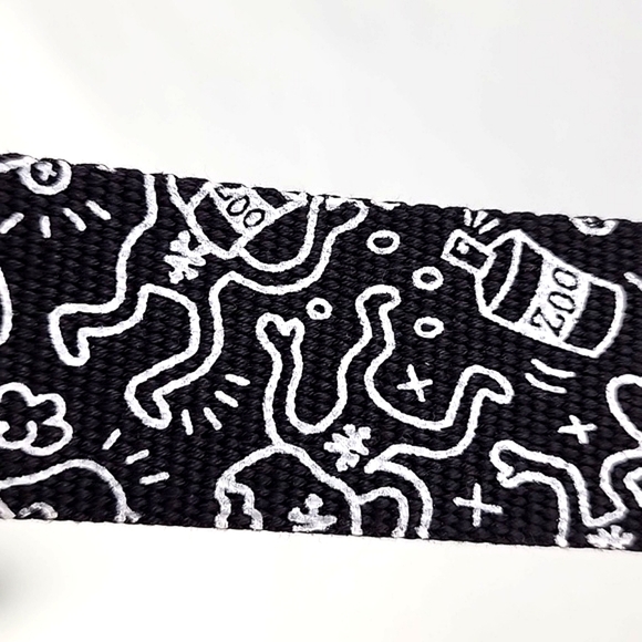 Zoo York Doodle Zoo Black White Cartoon Graphic Web Belt Adjustable Size L/XL - Picture 8 of 9